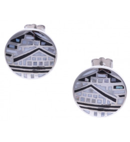 Boucles d'oreilles acier - maison noire & blanche - nacre - émail - ODENA - IM 544
