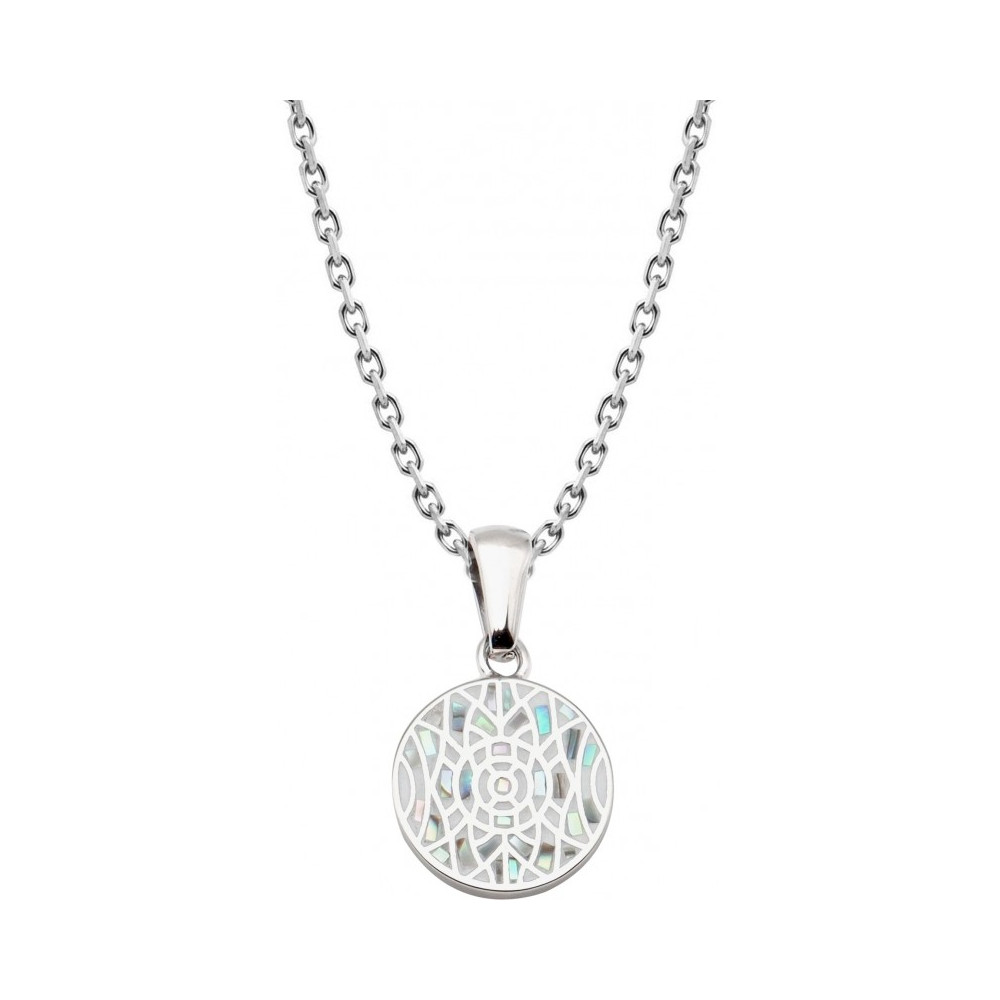 Collier en acier - nacre - émail - petit volume - ODENA - IM 476