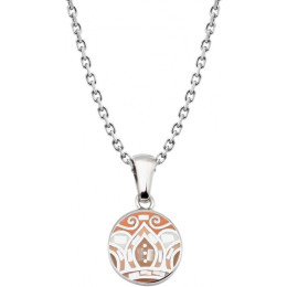 Collier en acier - feuilles orangées - nacre - émail - petit volume - ODENA - IM 463