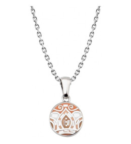 Collier en acier - feuilles orangées - nacre - émail - petit volume - ODENA - IM 463