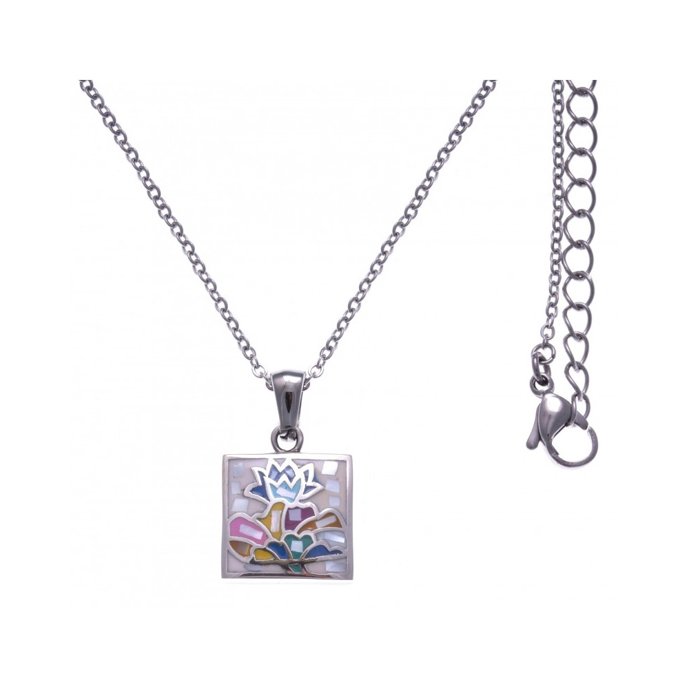 Collier en acier - nacre - émail - petit volume - ODENA - IM 457