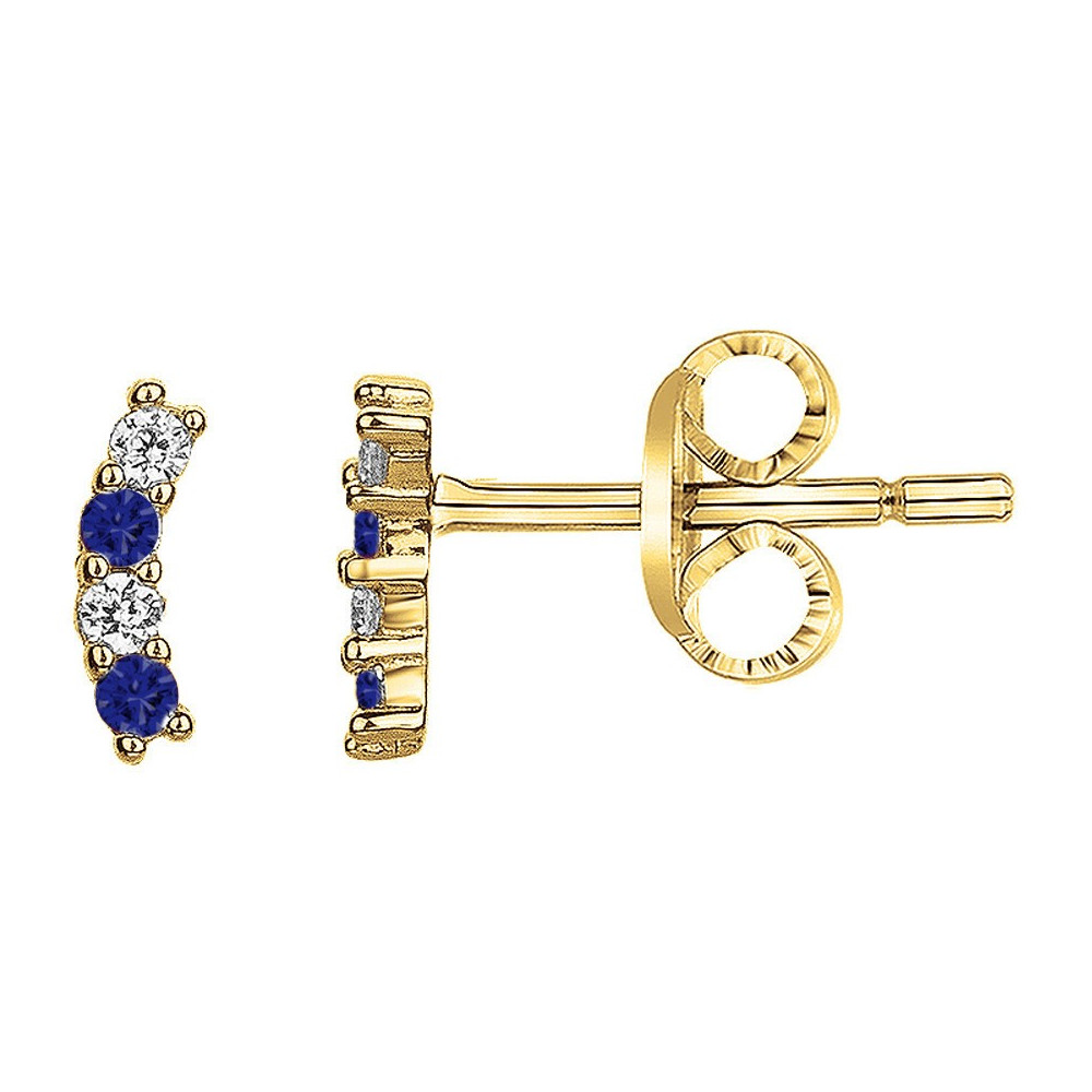 Boucles d'oreilles plaqué or avec 4 spinelles bleues et 4 oxydes de zirconium by Stauffer