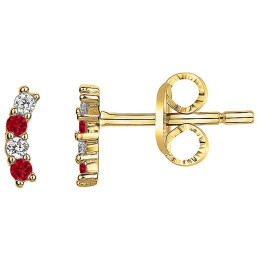 Boucles d'oreilles plaqué or avec 4 spinelles rouges et 4 oxydes de zirconium by Stauffer