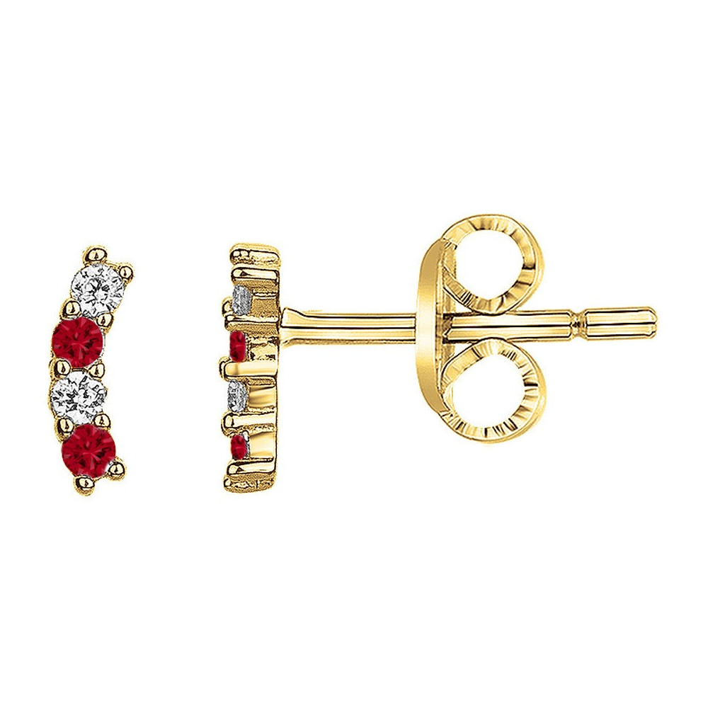 Boucles d'oreilles plaqué or avec 4 spinelles rouges et 4 oxydes de zirconium by Stauffer