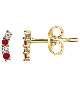 Boucles d'oreilles plaqué or avec 4 spinelles rouges et 4 oxydes de zirconium by Stauffer