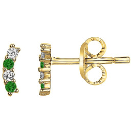 Boucles d'oreilles plaqué or avec 4 spinelles vertes et 4 oxydes de zirconium by Stauffer