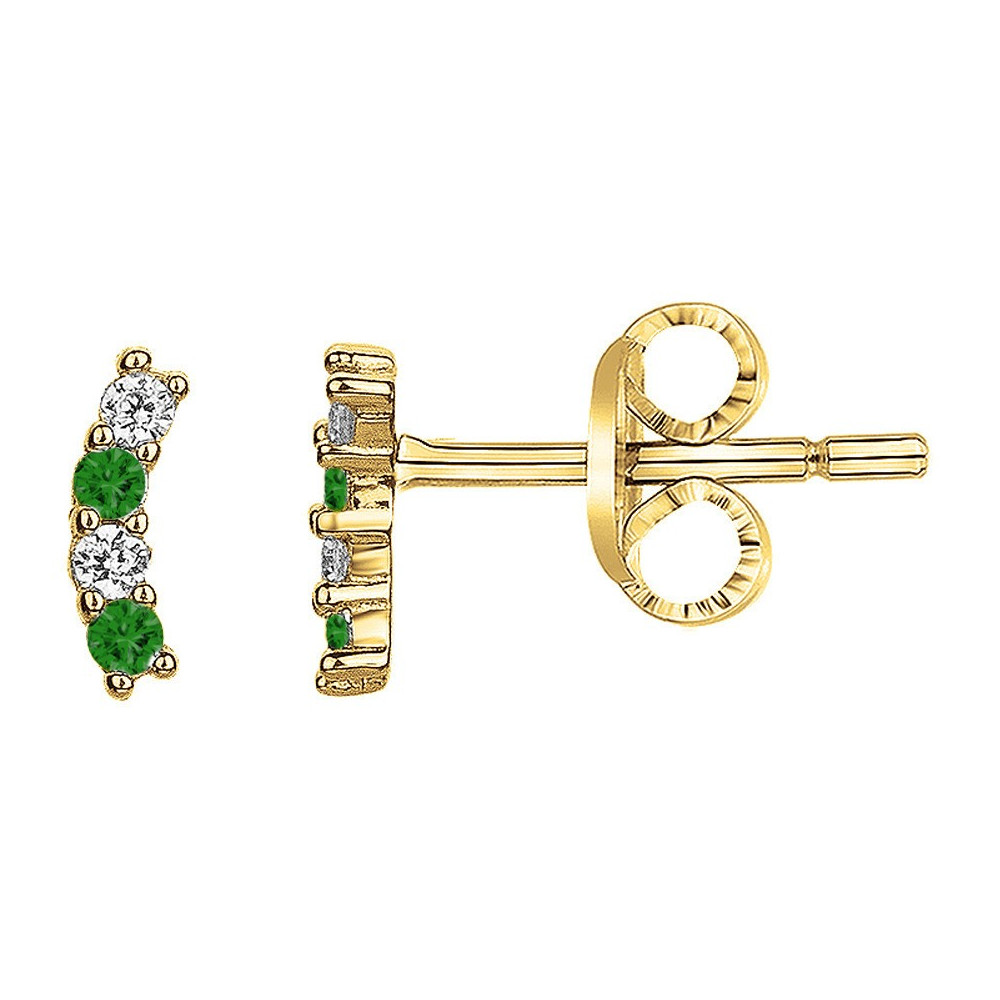 Boucles d'oreilles plaqué or avec 4 spinelles vertes et 4 oxydes de zirconium by Stauffer