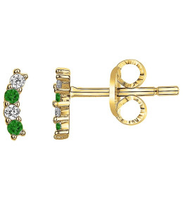 Boucles d'oreilles plaqué or avec 4 spinelles vertes et 4 oxydes de zirconium by Stauffer