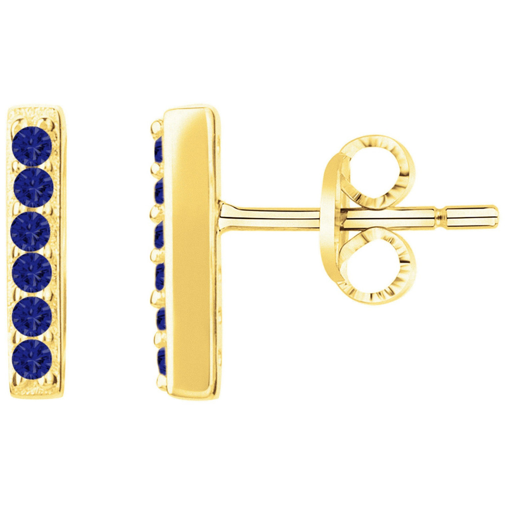 Boucles d'oreilles plaqué or et 12 spinelles bleues by Stauffer