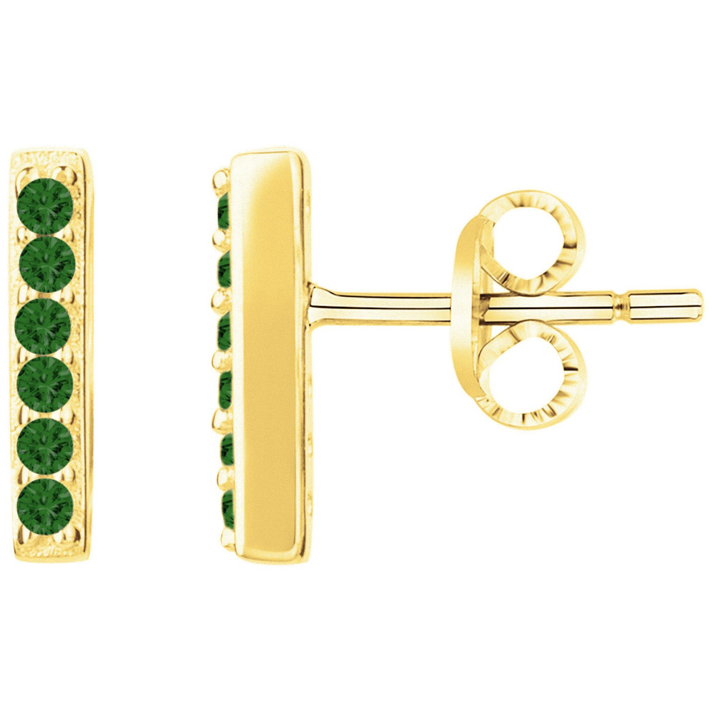 Boucles d'oreilles plaqué or et 12 spinelles vertes by Stauffer