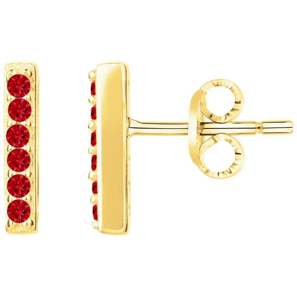 Boucles d'oreilles plaqué or et 12 spinelles rouges by Stauffer