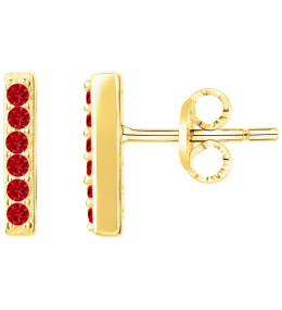 Boucles d'oreilles plaqué or et 12 spinelles rouges by Stauffer