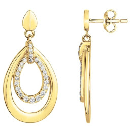 Boucles d'oreilles pendantes plaqué or, et 46 oxydes de zirconium by Stauffer