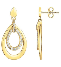 Boucles d'oreilles pendantes plaqué or, et 46 oxydes de zirconium by Stauffer