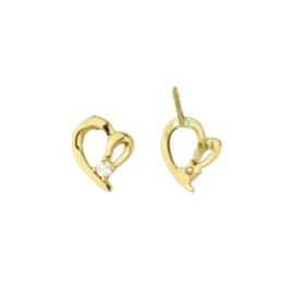 Boucles d'oreilles plaqué or, motif coeurs et 2 oxydes by Stauffer