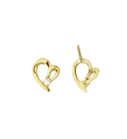 Boucles d'oreilles plaqué or, motif coeurs et 2 oxydes by Stauffer