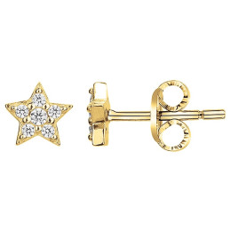 Boucles d'oreilles plaqué or, motif étoiles et 12 oxydes by Stauffer