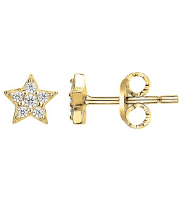 Boucles d'oreilles plaqué or, motif étoiles et 12 oxydes by Stauffer