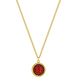 Le Collier femme acier doré jaune, chaîne forçat, rubis, by Stauffer.