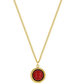 Le Collier femme acier doré jaune, chaîne forçat, rubis, by Stauffer.