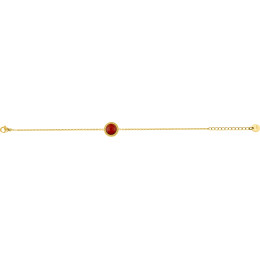 Le Bracelet femme acier doré jaune, chaîne forçat, rubis, by Stauffer.