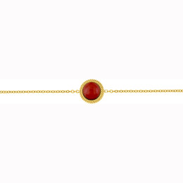 Le Bracelet femme acier doré jaune, chaîne forçat, rubis, by Stauffer.