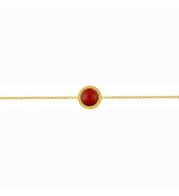 Le Bracelet femme acier doré jaune, chaîne forçat, rubis, by Stauffer.