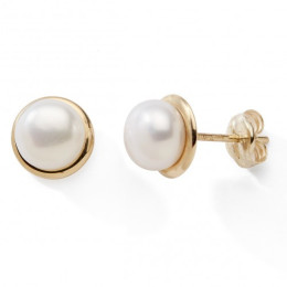 Les Boucles d'oreilles or jaune 375/1000 et perles de culture, by Stauffer