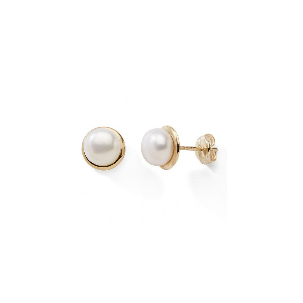 Les Boucles d'oreilles or jaune 375/1000 et perles de culture, by Stauffer