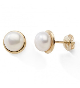 Les Boucles d'oreilles or jaune 375/1000 et perles de culture, by Stauffer