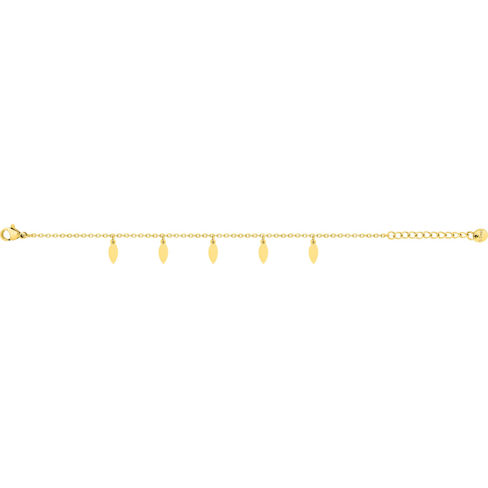Bijoux - Bracelet femme acier doré jaune, avec 5 pampilles, by Stauffer.