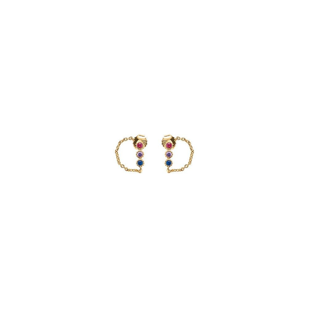Boucles d'oreilles Femme GO Mademoiselle en Plaqué or, oxydes de zirconium multicolores 606634