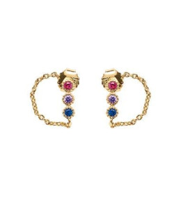 Boucles d'oreilles Femme GO Mademoiselle en Plaqué or, oxydes de zirconium multicolores 606634
