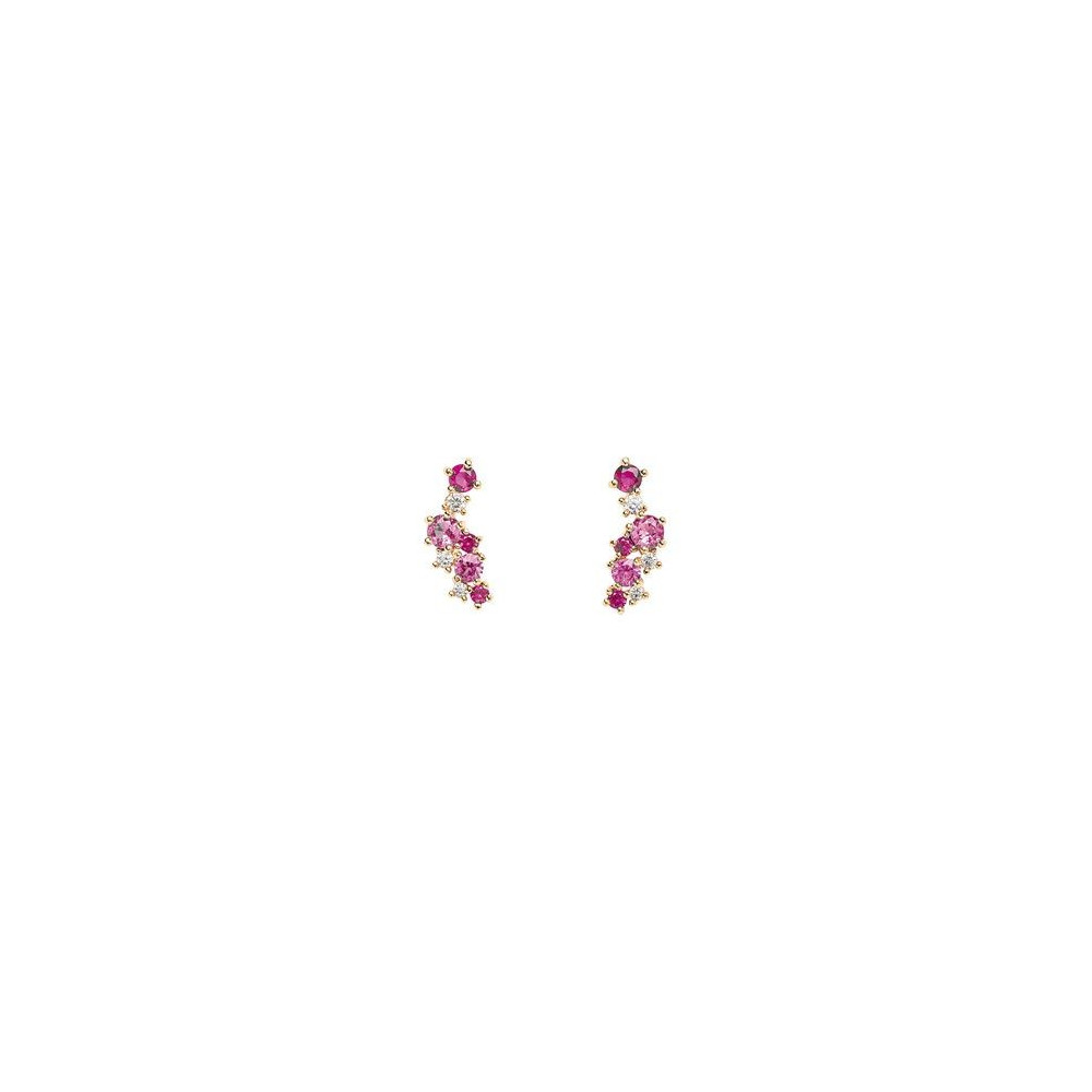 Boucles d'oreilles Femme GO Mademoiselle en Plaqué or, oxydes de zirconium multicolores 606631