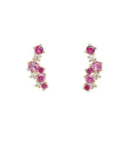 Boucles d'oreilles Femme GO Mademoiselle en Plaqué or, oxydes de zirconium multicolores 606631