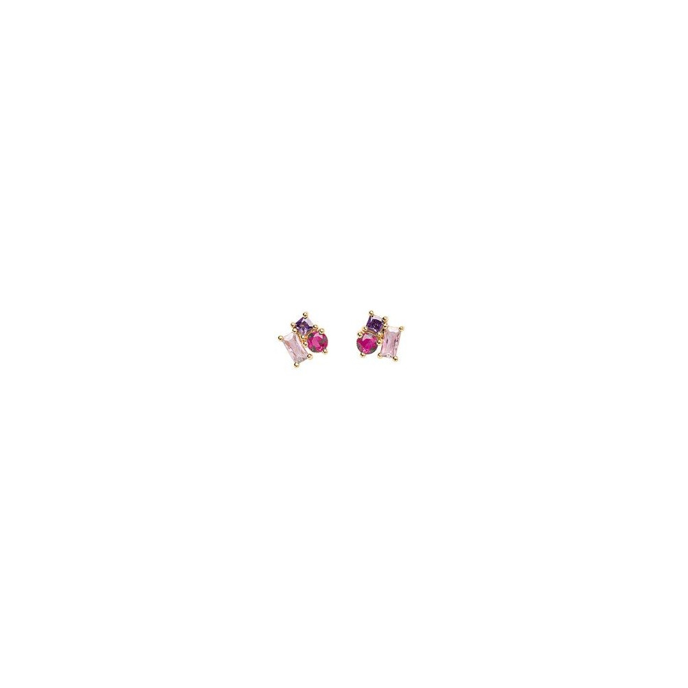 Boucles d'oreilles Femme GO Mademoiselle en Plaqué or, oxydes de zirconium multicolores 606626