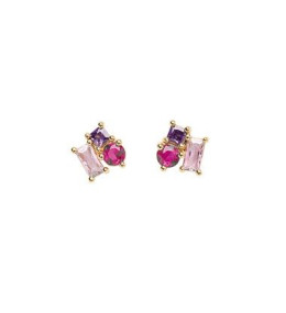 Boucles d'oreilles Femme GO Mademoiselle en Plaqué or, oxydes de zirconium multicolores 606626