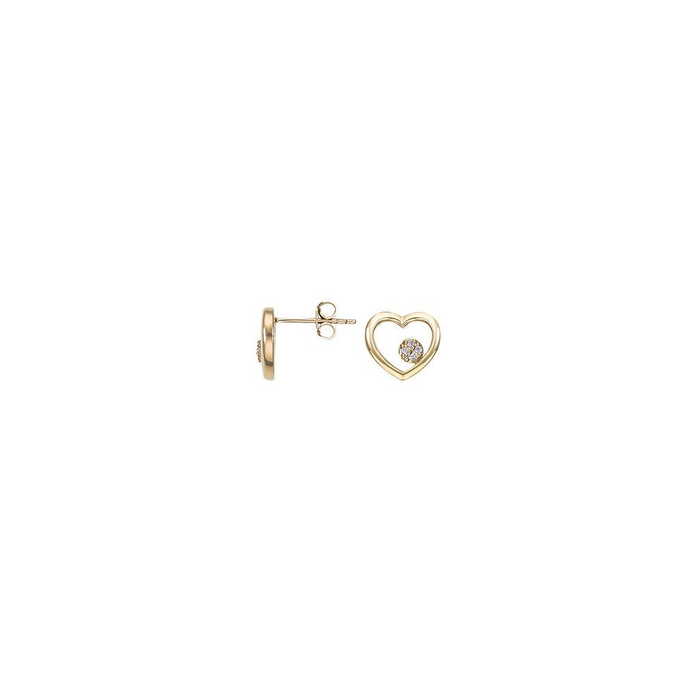 Boucles d'oreilles Femme GO Mademoiselle en Plaqué or, coeurs et oxydes de zirconium 606616