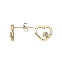 Boucles d'oreilles Femme GO Mademoiselle en Plaqué or, coeurs et oxydes de zirconium 606616