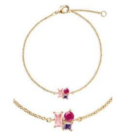 Bracelet Femme GO Mademoiselle en Plaqué or, oxydes de zirconium multicolores 605608