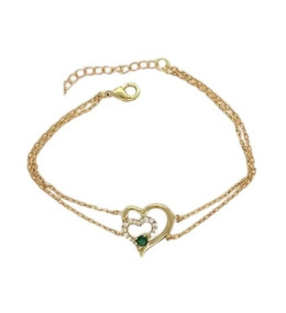 Le Bracelet plaqué or, forme coeur avec 1 spinelle verte et 16 oxydes de zirconium by Stauffer