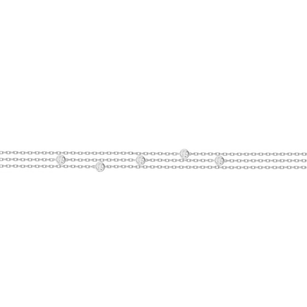 Le Bracelet argent 925/1000, multi-chaînes et 5 oxydes de zirconium by Stauffer