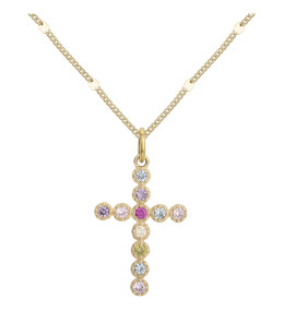 Le Collier plaqué or, et 11 oxydes de zirconium multicolores by Stauffer