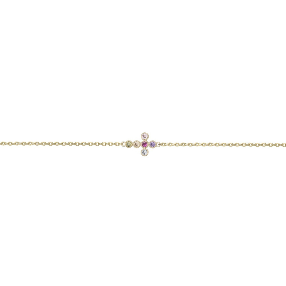 Le Bracelet plaqué or, et 6 oxydes de zirconium multicolores by Stauffer
