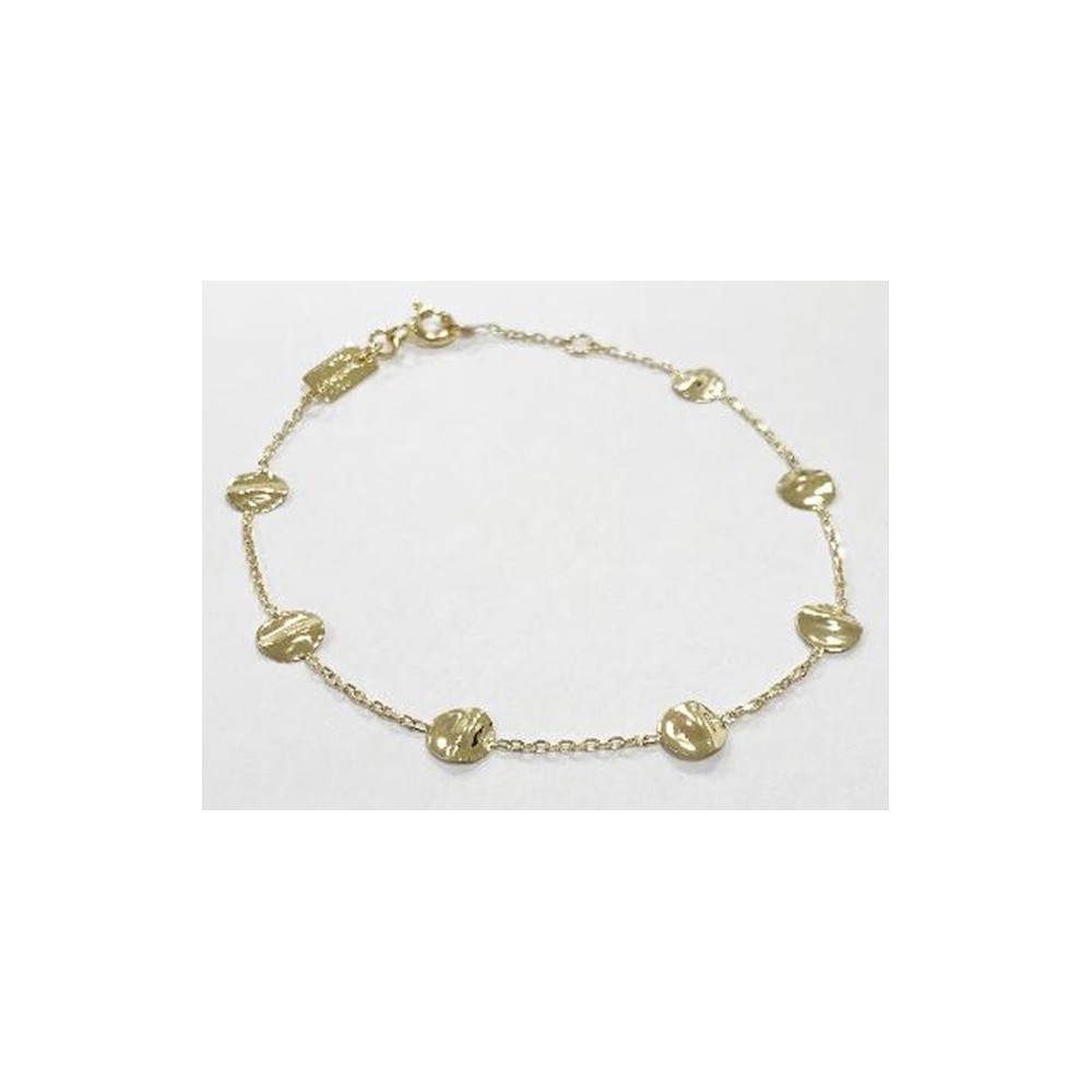 le Bracelet or jaune 375/1000, motifs ronds froissés, by Stauffer