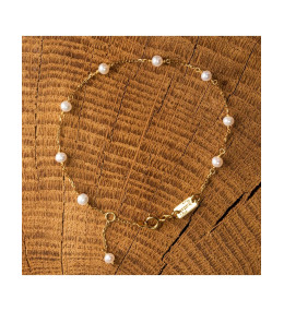 le Bracelet or jaune 375/1000, mailles forçat avec perles de culture de 3,5 à 4 mm, by Stauffer