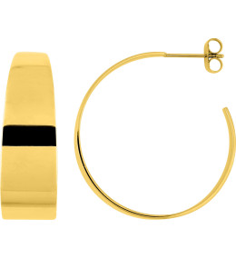 Les Boucles d'oreilles demi-créoles femme, acier doré jaune, fil plat, diamètre 30 mm by Stauffer