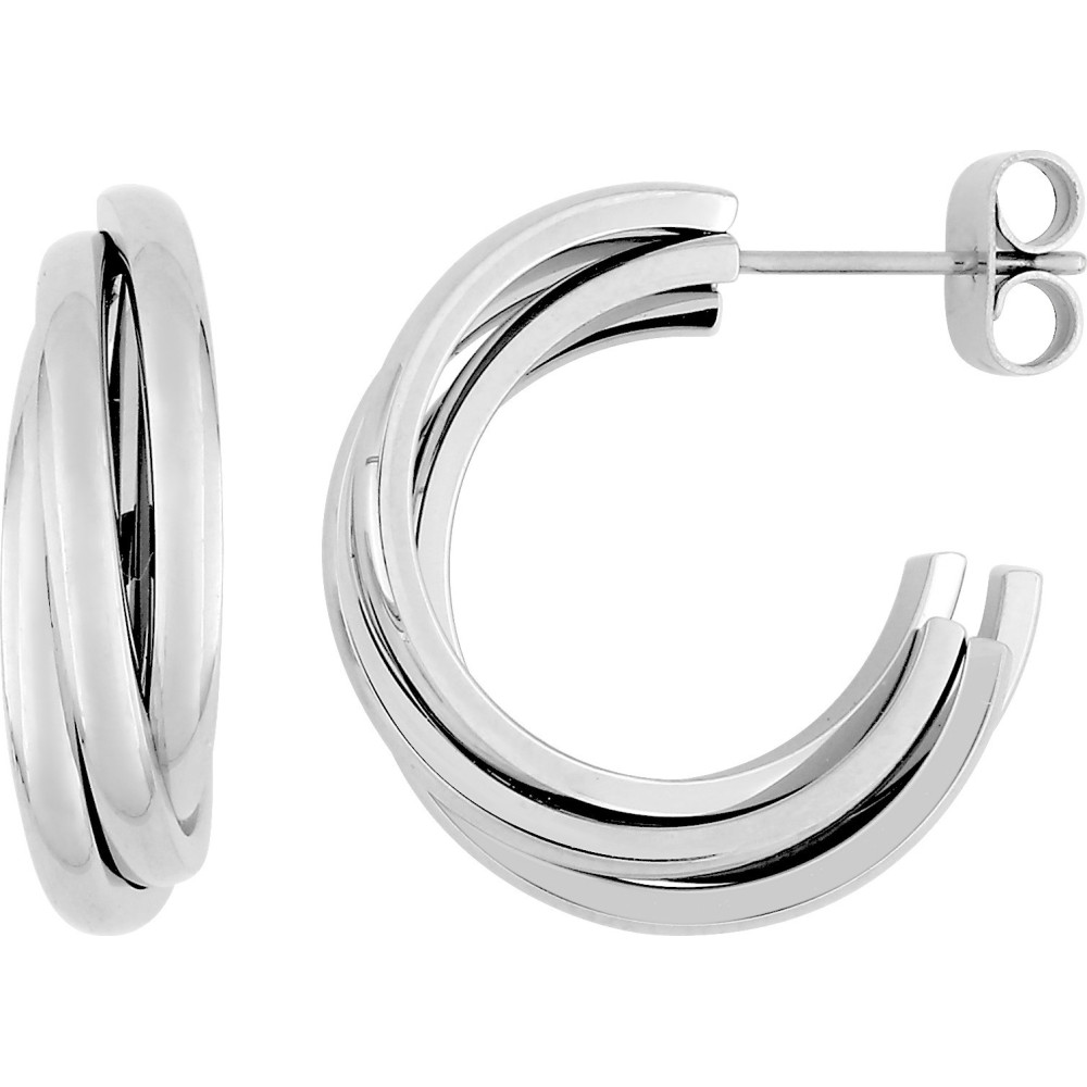 Les Boucles d'oreilles demi-créoles femme, acier, fils mi-jonc, diamètre 22 mm by Stauffer