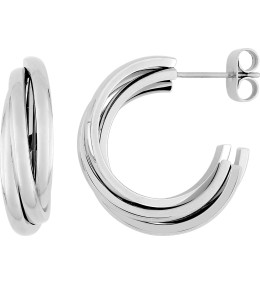 Les Boucles d'oreilles demi-créoles femme, acier, fils mi-jonc, diamètre 22 mm by Stauffer
