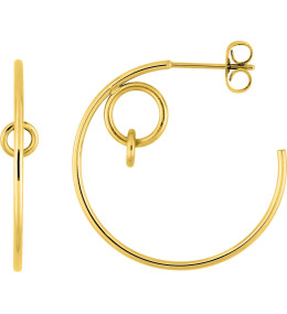 Les Boucles d'oreilles demi-créoles femme, acier doré jaune, fil rond, diamètre 28 mm by Stauffer